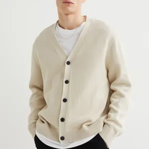 Maglione Cardigan da uomo in maglia di colore puro in maglia da uomo di nuova moda Casual manica lunga oversize