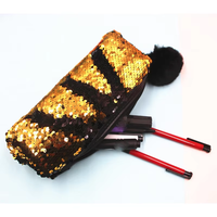 Nouveau Design créatif paillettes double couleur porte-crayon étudiant papeterie maquillage sac femmes paillettes Portable stylo sac de rangement