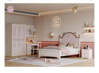 Ensemble de meubles pour enfants en bois massif de style crème, lits, bureaux, bibliothèques et armoires modernes multi-tailles pour l'école et la chambre