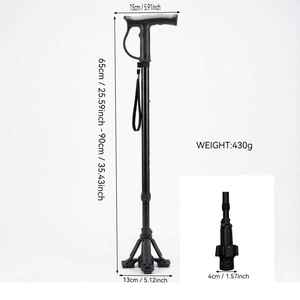 Bastón ajustable de aleación de aluminio de 65-90 cm, antideslizante, telescópico de cuatro patas, para ancianos, ayuda para la movilidad, color negro - Product Image 1