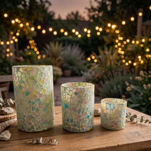 Porte-bougie en résine écologique de haute qualité fait à la main, mosaïque de verre, lanterne cylindrique pour la décoration de Noël, décoration de la maison, salon - Product Image 2