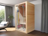 Ruang Sauna Hemlock Red Cedar SS-100R dengan Pemanas Kaca Merah, Desain Modern, Spektrum Penuh, Daya 8KW, Inframerah Jauh, untuk 1 Orang
