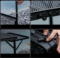 Table pliante portable en maille avec côtés relevables 90x60 en alliage d'aluminium, capacité de charge 30 kg, pour camping, pique-nique et barbecue en extérieur