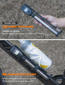 Mini <span class=keywords><strong>pompe</strong></span> à vélo portable à <span class=keywords><strong>double</strong></span> <span class=keywords><strong>action</strong></span> à haut volume avec gonfleur de fourche avant de jauge de pneu pratique pour un gonflage facile du vélo - Product Image 6