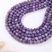 Perles rondes en charoïte violette, pierre naturelle polie, pierres précieuses, pour la fabrication de bijoux, bracelets en perles DIY, colliers tendance