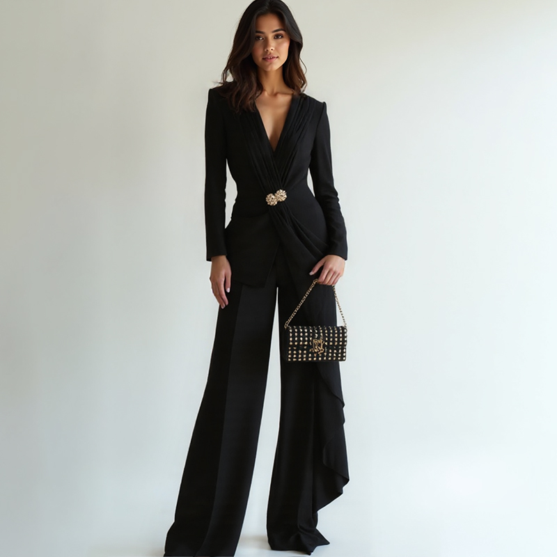 green emerald velvet dress Evening Pants Suits for Womens – Bridal Eretailer main image 0
