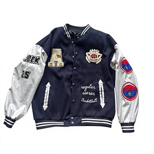 Chaqueta Varsity Unisex Amarilla y Azul con Cuello Mao, Diseño de Parche con Letra P Bordada, Estilo Urbano, Ropa de Otoño Transpirable - Product Image 1
