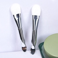 Brosse nettoyante faciale professionnelle en silicone personnalisée avec manche en plastique, brosse plate pour masque facial et maquillage