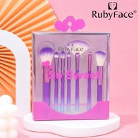 Ensemble de 7 pinceaux de maquillage professionnels avec manche dégradé ombré, pinceaux pour poudre, blush, contour, illuminateur, éventail et fard à paupières