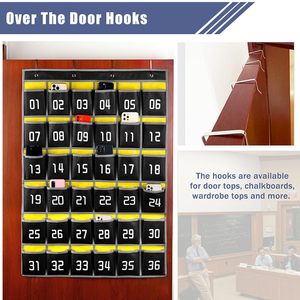 Classroom Cell <b>Phone</b> Organizer 36 Pockets Black <b>Wall</b> Door Hanging Storage Pocket Chart For Neatening And Organization - Product Image 5