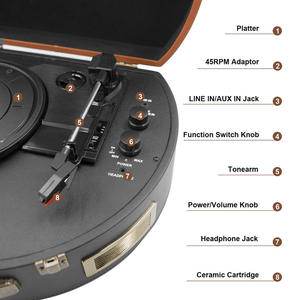 محمول بلوتوث نمط الرجعية حقيبة مشغل الفينيل خمر خزانة دوارة مع مكبر صوت خشبي اللاعبين سجل سماعة - Product Image 5