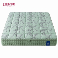 Matelas hybride haut de gamme personnalisé LOONGFUNG, style naturel, tissu imprimé, emballé sous vide avec ressorts ensachés zonés en latex naturel
