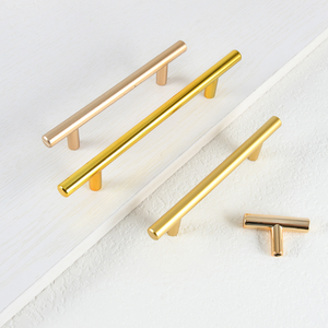 Manija de Acero Inoxidable para Muebles Modernos Negros y Dorados, Manija en Forma de T para Cajones, Armarios, Baños y Cocinas - Product Image 1