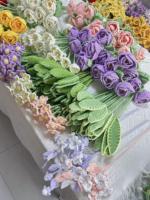 Vente en gros 2026, bouquet de roses et de lys en crochet fait main, 40 cm, fleurs artificielles en gros pour la Saint-Valentin, la fête des mères