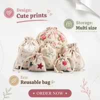 Sac à cordon en coton biologique personnalisé pour bijoux, pochette cadeau en mousseline de coton pour emballage de bijoux, promotion Chine OEM