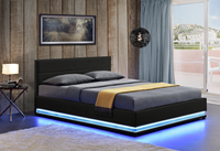 Lit double King Size rembourré avec éclairage LED Willsoon Design moderne PU Gas Lift avec rangement et ascenseur