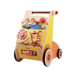 Marche-bébé en bois MUWANTU avec panneau de conduite, volant, marche-bébé multifonctionnel pour tout-petits - Product Image 1