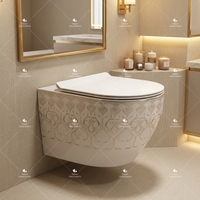 WC mural intelligent sans rebord, design rectangulaire et carré, pour salle de bain chinoise, collection Dubai Gold