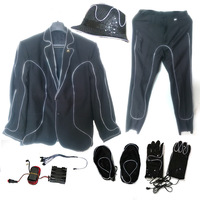 Luminescent Coeur Homme costume EL fil Gants Rougeoyants Vêtements Danse Performance décoration porter led fête lumière costume