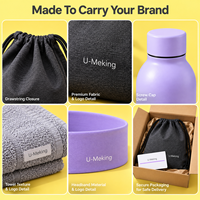 Kit de bienvenue pour les membres du studio de fitness personnalisé : sac à cordon, bouteille de sport, serviette de gym, bandeau, carte de membre, ensemble de logo