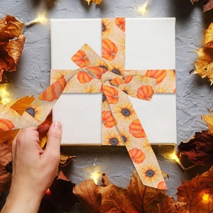 Orchard Plaid calabaza naranja cinta Otoño y corona <span class=keywords><strong>de</strong></span> Acción <span class=keywords><strong>de</strong></span> Gracias cinta decorativa con cable para decoración festiva del hogar - Product Image 3