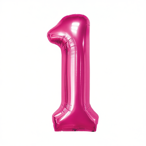 Globo de aluminio metálico rosa de 100 cm con el número 1, para decoración de fiestas de cumpleaños infantiles - Product Image 2
