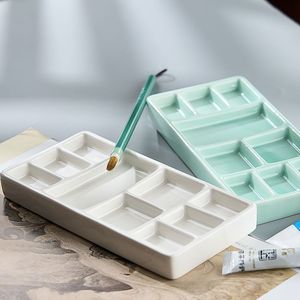 <span class=keywords><strong>Palette</strong></span> <span class=keywords><strong>de</strong></span> <span class=keywords><strong>peinture</strong></span> en céramique à grille <span class=keywords><strong>de</strong></span> 7 pouces pour aquarelle et <span class=keywords><strong>peinture</strong></span> acrylique, plateau <span class=keywords><strong>de</strong></span> mélange artistique multi-compartiments, <span class=keywords><strong>facile</strong></span> à nettoyer (vert/blanc) - Product Image 4