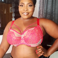 Soutien-Gorge Grande Taille Oem Afrique Rouge Galbé à Armatures Haute Qualité Bonnet Complet avec Décoration Cordon, Soutien-Gorge Transparent pour Femme Grande Taille