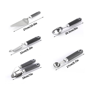 Thép không gỉ tiện ích nhà bếp công cụ với Non-Slip Silicone xử lý thiết lập Peeler vắt tỏi Báo Chí và chai có thể mở - Product Image 4