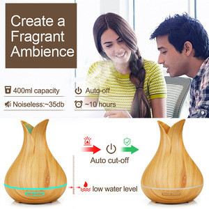 Wooden Aroma Diffuser 400Ml Ultrasonic <b>Humidifier</b> With Led Light Auto Cut Off For Home Office Use - Product Image 1