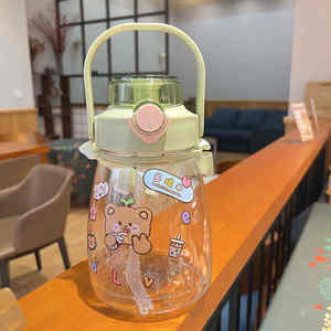 Botella de agua para gimnasio de gran capacidad de 1300 ml con doble boquilla y pajita, reutilizable, apta para alimentos y portátil. - Product Image 1