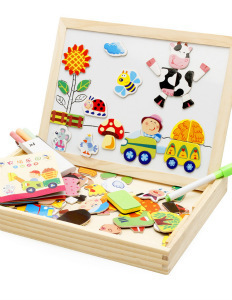 Puzzle magnétique en bois planche à dessin jouet magnétique double face jouet éducatif pour enfants puzzle animal amusant - Product Image 2
