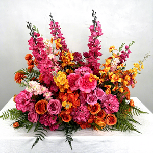 Lussuose Decorazioni Floreali Rosa Acceso Artificiali, Fiori per Corridoi, <span class=keywords><strong>Rose</strong></span> dall'Aspetto Naturale, Centrotavola per Matrimoni, Sfere Floreali per Corridoi - Product Image 1
