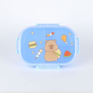Childrens Lunchbox Double <b>Compartment</b> Plastic Cartoon Design Rectangle Student Meal <b>Box</b> With Lid For School Use - Product Image 2