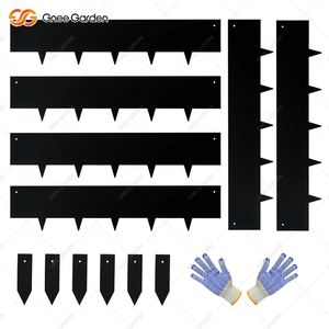 GNEE Black Galvanized Steel Rectangle Flower <b>Bed</b> Edging for Raised Garden and Lawn with Easy Install - Product Image 2