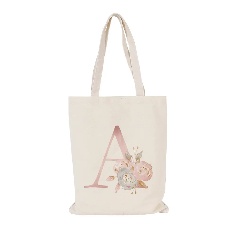 English Letter A-z Printed Personality Creative One Shoulder Student Fashion Tote Shopping Canvas Bag Beach Tote Bag
