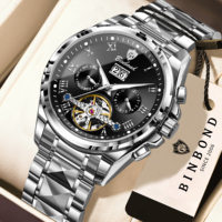Montre mécanique automatique de luxe BINBOND J888 pour homme avec mouvement tourbillon, montre curren homme, montre étanche pour homme