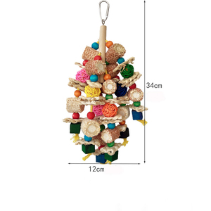 Qbellpet mới chim lớn Đồ chơi con vẹt khối gỗ tự nhiên chim nhai Đồ chơi Vẹt lồng cắn đồ chơi phù hợp với - Product Image 5