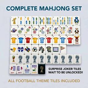 Jeu de tuiles de mahjong américain imprimé sur le thème <span class=keywords><strong>du</strong></span> football, jeu de société pour divertissement familial - Product Image 4