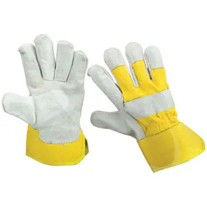 Guantes de trabajo de cuero dividido Rigger canadiense más vendidos, cómodos guantes de seguridad de tela de algodón, cuero de invierno - Product Image 1