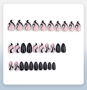 เล็บสั้นสีดำอัลมอนด์ฝรั่งเศสแบบสั้น30ชิ้นมีดีไซน์ <span class=keywords><strong>GD19</strong></span> - Product Image 2