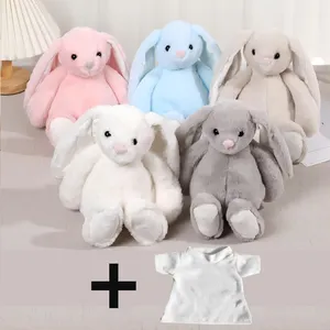 Qualisub新品定制复活节礼物毛绒兔子玩具升华兔子玩具带可拆卸t恤空白DIY印花