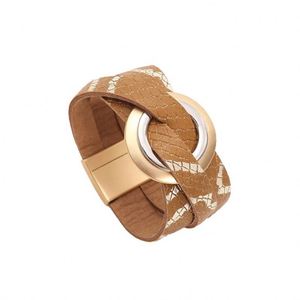 Two-tone <b>Leather</b> <b>Bracelet</b> Influencer Choice Item Diamond Cut Finish Holiday Gift for Women Lustrous Metal Shine - Product Image 5