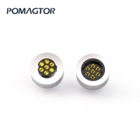 Conector USB Magnético Redondo POMAGTOR de 7 Pines, 12 mm, 7 Pines, 2A, Material C3604, Voltaje <36V, para Cable de Carga Rápida
