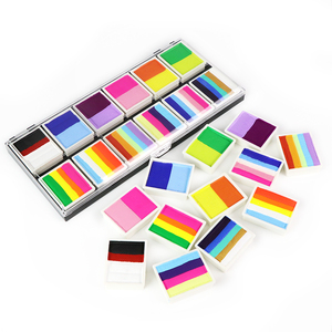 Kit de Maquillage <span class=keywords><strong>Professionnel</strong></span> Non Toxique à Base d'Eau pour le Visage et le Corps, Effet Arc-en-ciel, pour Fêtes d'Halloween, avec Pinceaux et Pochoirs - Product Image 3