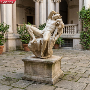 YOUFINE Escultura de Satiro Embriagado de Mármol Natural a Tamaño Real, Estatua de Hombre Reclinado, Figura de Fauno Durmiente para Jardín o Propiedad - Product Image 2