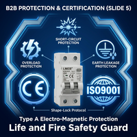 Interruptor Diferencial RCBO Tipo A LMEB HC8LN-63, 2P, 10A a 63A, 30mA, 6kA, para Caja de Distribución Doméstica