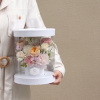 Boîte d'emballage de fleurs Offre Spéciale boîte-cadeau de fleurs ronde transparente portable pour la Saint-Valentin pour paquet de bouquet