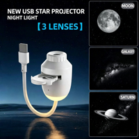 Projecteur de lumière nocturne ciel étoilé Galaxy, portable 2-en-1 avec 3/6/12 films de projection, 360° °   Lampe de nuit à luminosité réglable