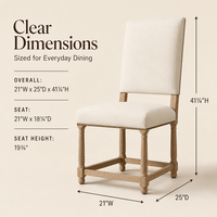 Chaise de salle à manger rembourrée de style Empire français moderne avec dossier haut, garniture cloutée et pieds en bois massif tourné pour salles à manger domestiques